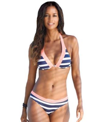 Women's Striped Classic Bikini Swimsuit Top and Bottom