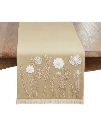 Embroidered Floral Table Runner, 16" x 72"
