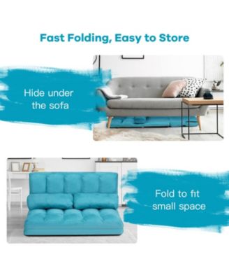 6-Position Foldable Floor Sofa Bed with Detachable Suede Cover