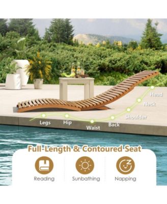 Teak Wood Folding Patio Chaise Lounge with Slatted Seat