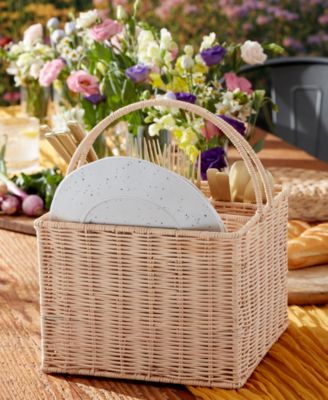 24 Seven Outdoor Living Real Rattan Flatware Storage Caddy