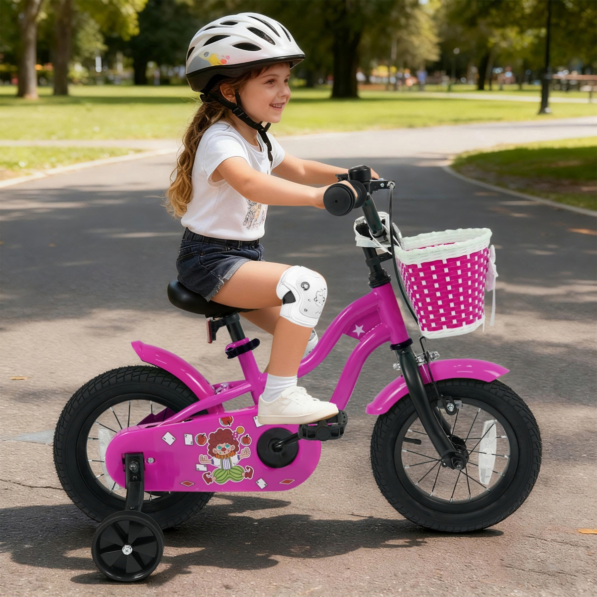 Slickblue Kids Ride On Bike with Training Wheels