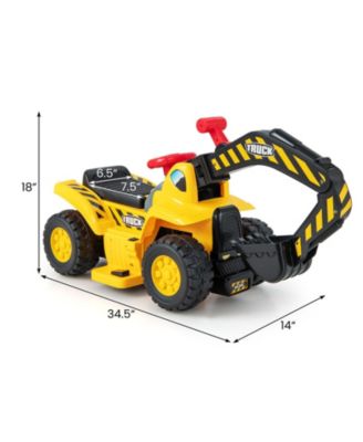 Ride On Excavator 6V for Kids with Fun Digger and Basketball Hoop-Yellow
