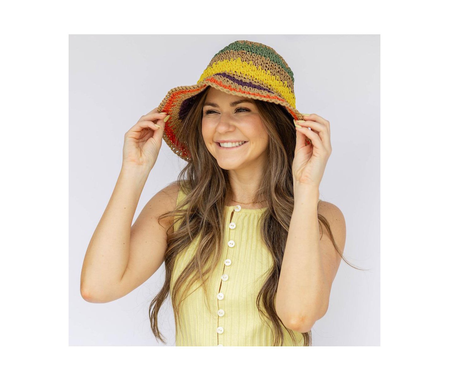 Женская панама Headbands of Hope Raffia Woven Bucket Hat, цвет: Разноцветный — фото 7