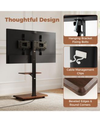 Rolling Mobile TV Cart with Height-Adjustable Mount for 32-75 Inch TVs