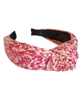 Women's Raffia Top Knot Headband - Pink
