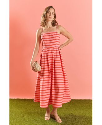 Women's Striped Midi Dress