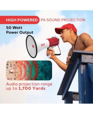 Megaphone Speaker with Talk & Siren Modes, Handheld Microphone, MP3,USB Reader, Aux Input