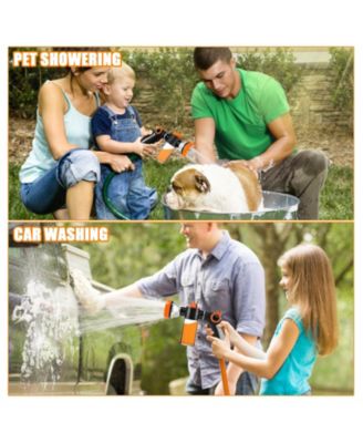 Upgrade Dog Washing Hose Attachment 8 Spray Patterns 3.5oz Soap Dispenser Gloves Bath Brush