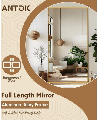 Full Length Mirror 81"x41" Oversized Floor Mirror for Living Room Cloakroom Gold Rect Style
