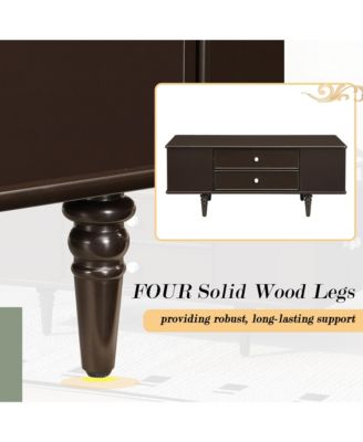 47.2" Modern Wooden Rectangular Coffee Table, Center Table with 4 Drawers and 2 Side Hidden Storage Compartments for Living Room