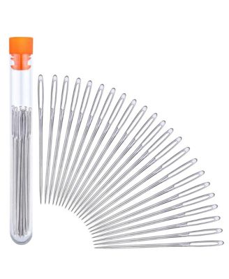 23pcs Large Eye Sewing Needles Hand Leather Embroidery Crafts Repair Plastic Bottle