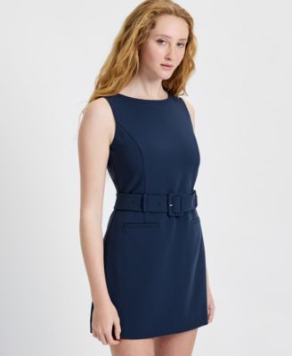 Women's Azra Twill Belted Back Zipper Mini Dress