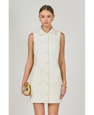 Women's Tweed Collared Mini Dress