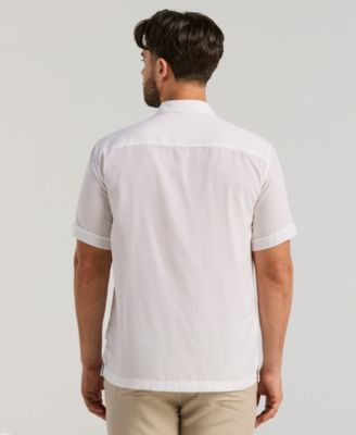 Men's Pick Stitch Panel Short Sleeve Button-Down Shirt