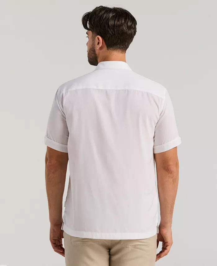 Men's Pick Stitch Panel Short Sleeve Button-Down Shirt - thumbnail 5