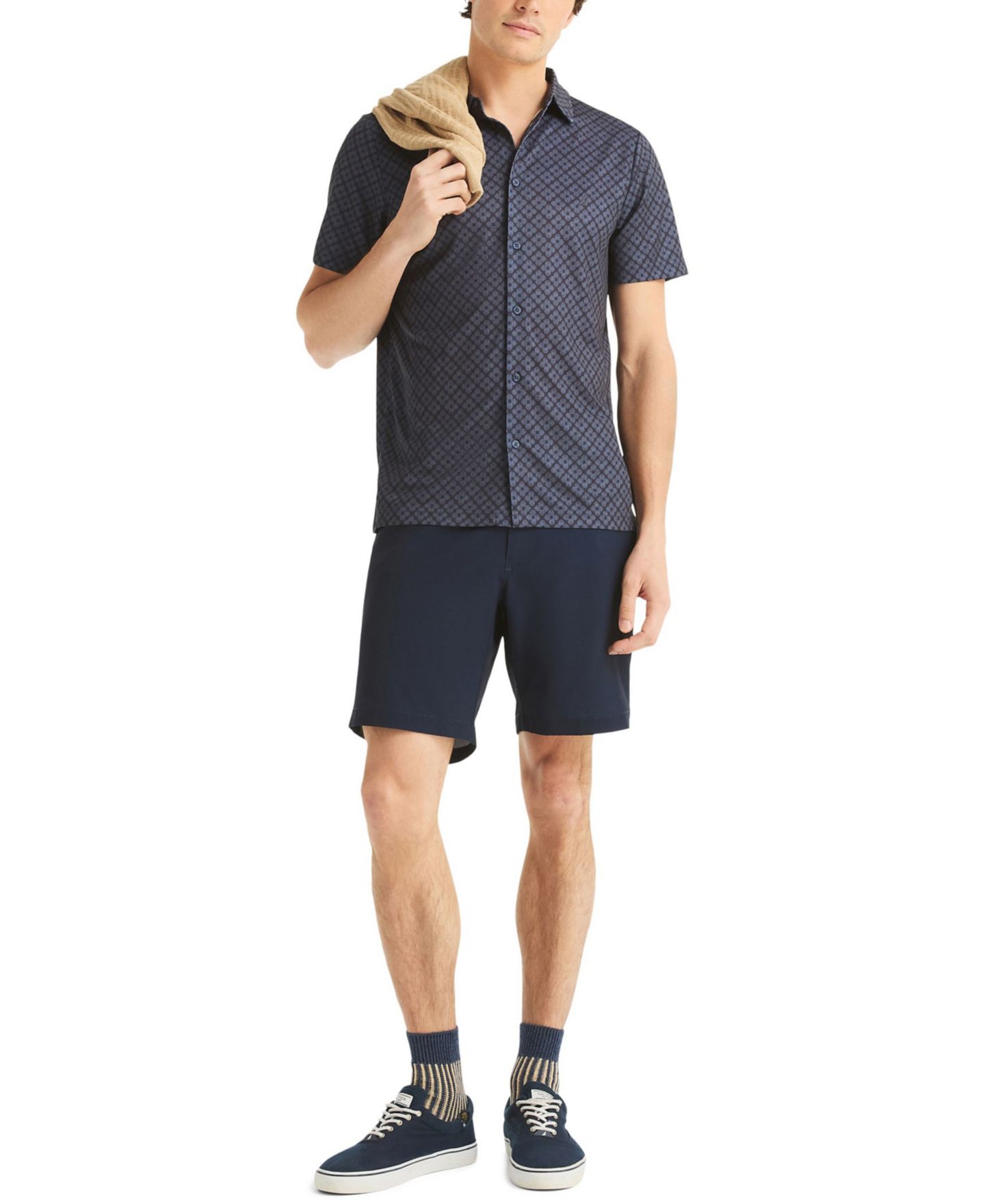 Мужская рубашка Nautica Short-Sleeve Geo Printed, цвет: Тёмно-синий — фото 2