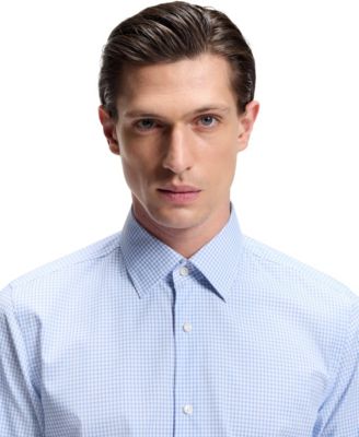 Men's Checked Performance-Stretch Slim-Fit Dress Shirt