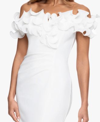 Women's Ruffled Off-The-Shoulder Scuba Crepe Dress