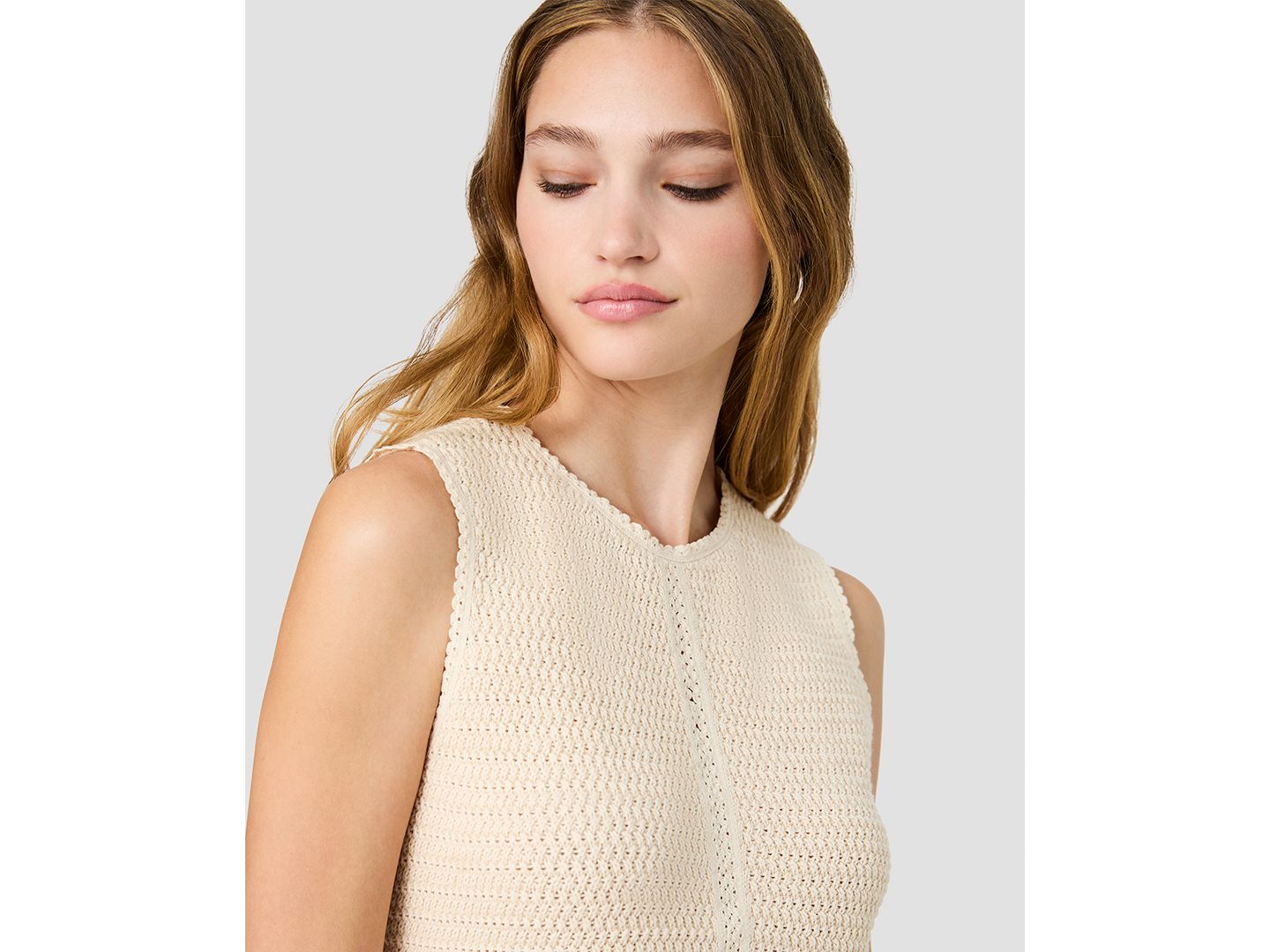 Женский жилет French Connection Mozart Crochet Texture V-Neck, цвет: Экрю — фото 4