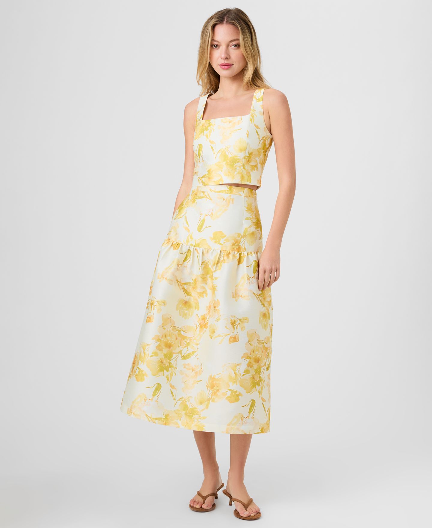 Женская юбка French Connection Printed Midi, цвет: Жёлтый — фото 2