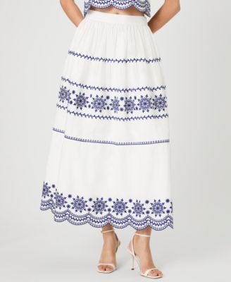 Women's Embroidered Midi Skirt