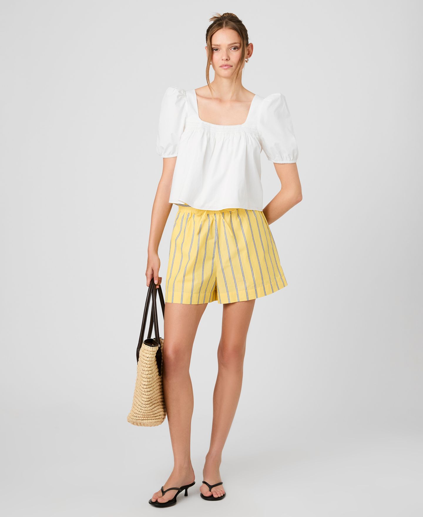 Женские шорты French Connection Striped Drawstring, цвет: Жёлтый разноцветный — фото 3