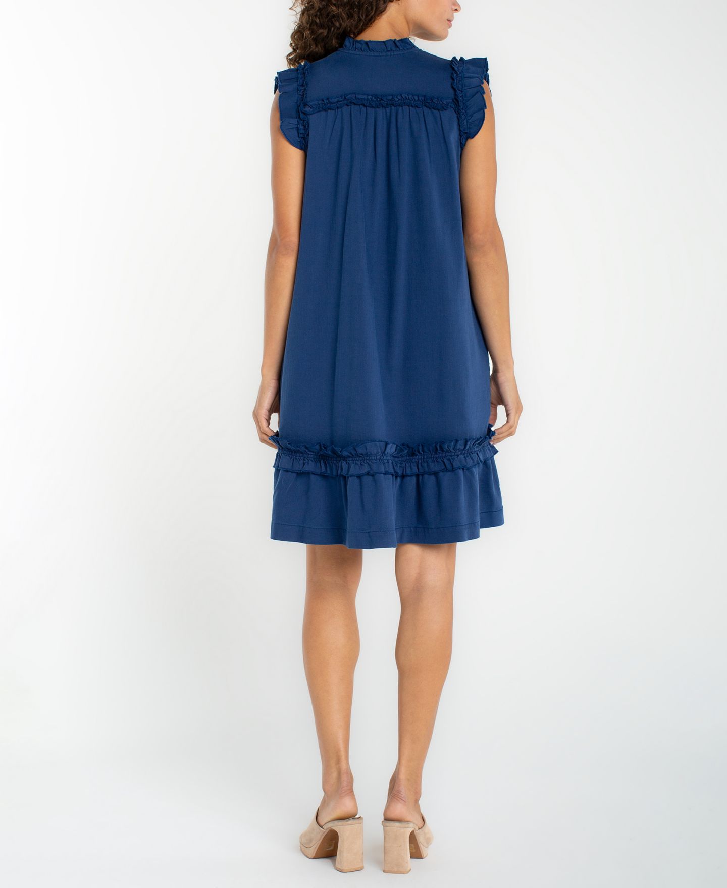 Женское платье Liverpool Los Angeles Petite V-Neck Ruffled, цвет: Тёмно-синий — фото 3