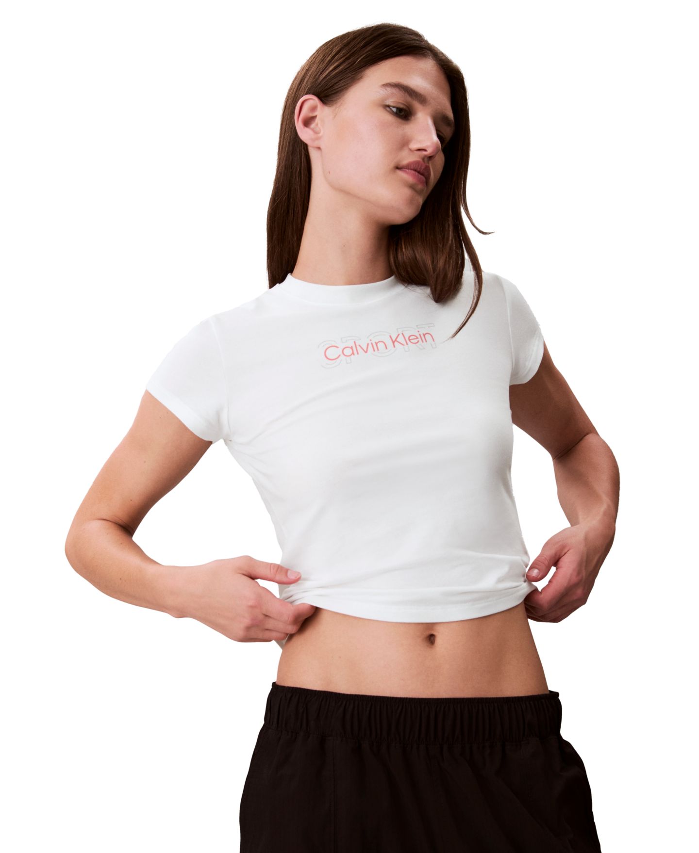 Женская футболка Calvin Klein Performance Short-Sleeve Crewneck, цвет: Белый — фото 3