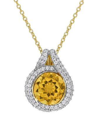 Blue Topaz (3 ct. t.w.) & White Topaz (5/8 ct. t.w.) Pendant Necklace in Sterling Silver (Also Available in Citrine & Amethyst)