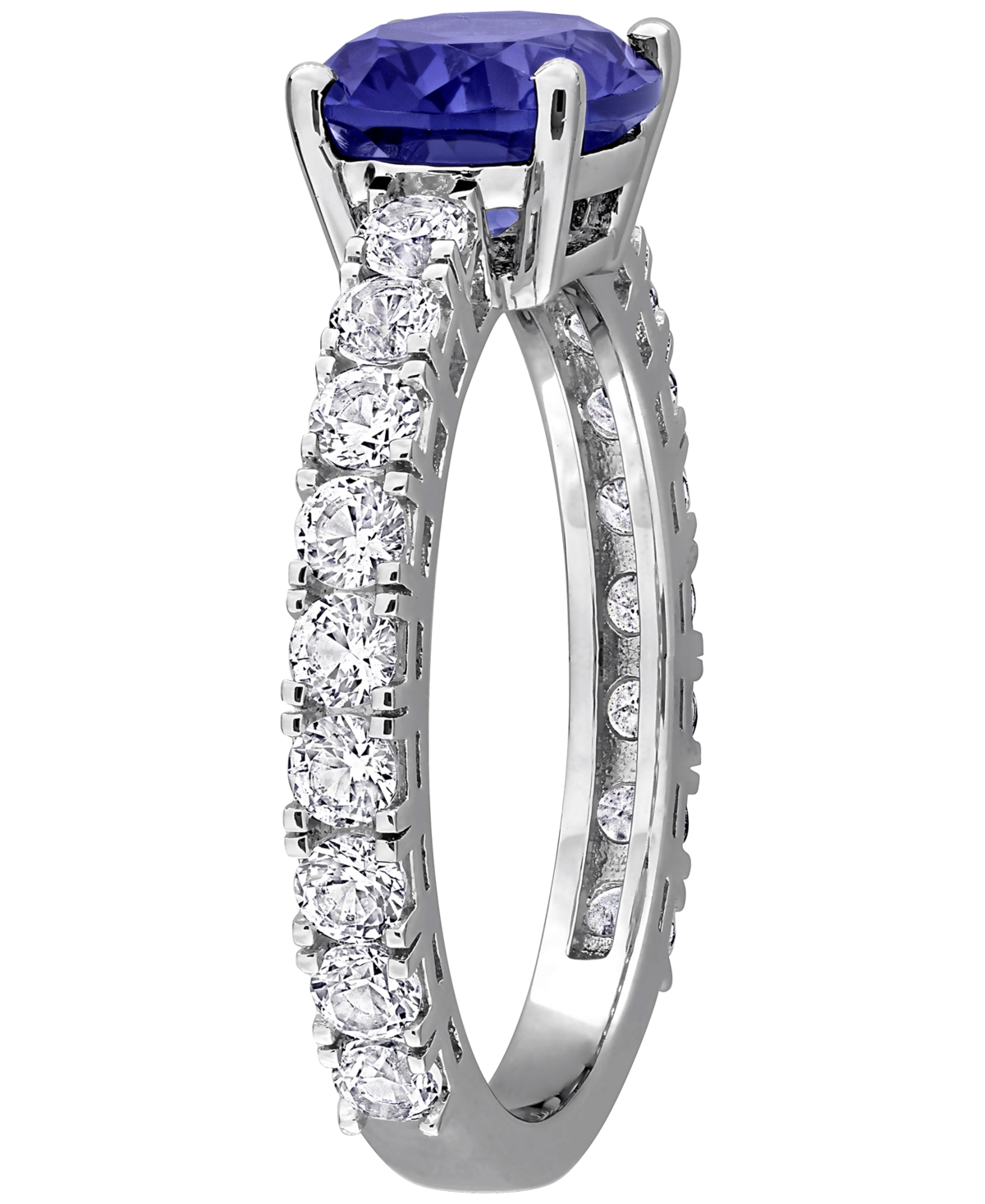 Macy's Lab Created Blue Sapphire (1-1/5 ct. t.w.) & White (1 Ring Sterling Silver