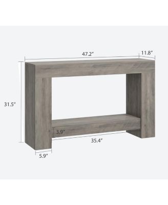 Entryway Console Table, Farmhouse 2-Tier Entryway Table, Long Sofa Accent Table Behind Couch Table with Open Storage for Entrance, Living Room