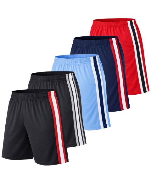 Мужские шорты Galaxy By Harvic Jump Start 5-Pack Moisture Wicking Performance, цвет: Чёрный / Светлый синий