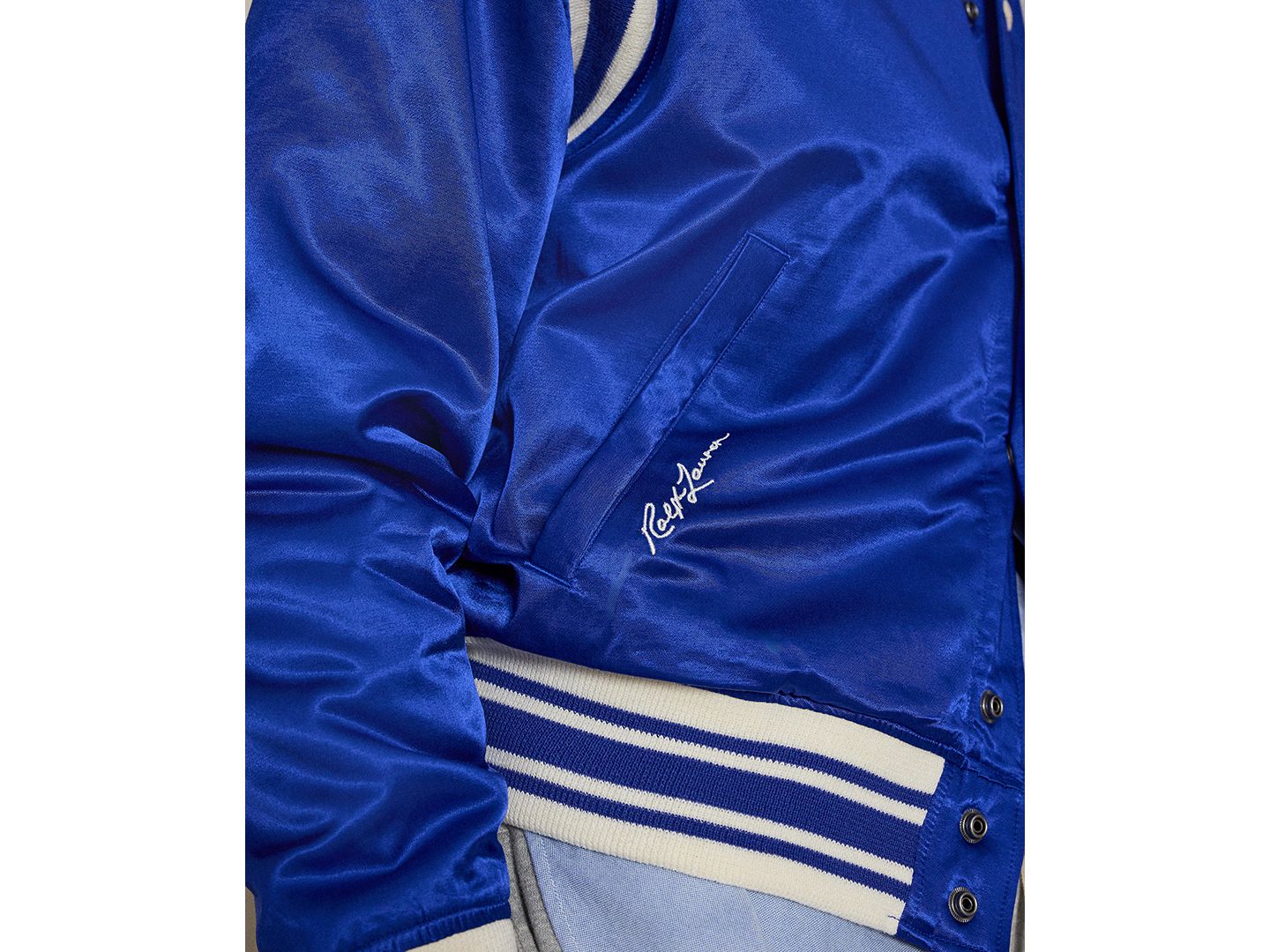 Мужская куртка Polo Ralph Lauren Dodgers Striped Baseball, цвет: Королевский синий — фото 5