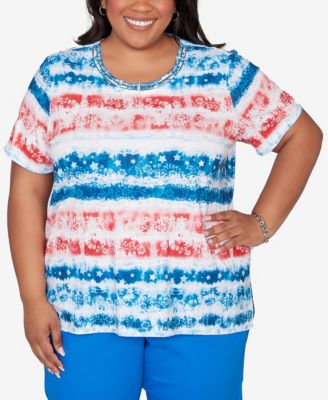 Plus Size Lady Liberty Americana Tie Dye Stripes T-Shirt