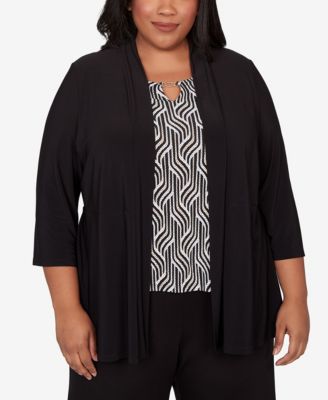 Plus Size Seville Border Print Two in One Top