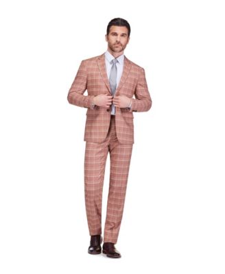 Men's Slim Fit 2-Piece Performance Stretch Plaid Suit