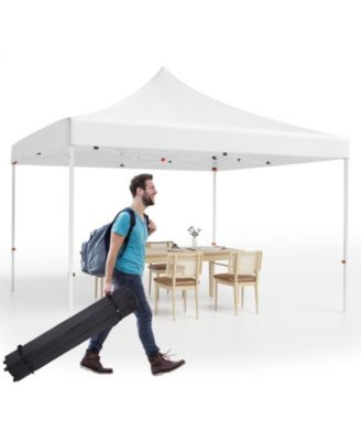 10x10 Ft Heavy-Duty Pop-Up Canopy Tent with Roller Bag, 1-Minute Setup UPF 50+ Waterproof Outdoor Sun Shade for Beach, Market and Patio