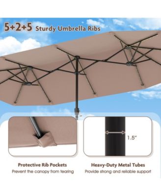 13 ft Double-Sided Patio Umbrella with 108 Solar LED Lights and Crank Handle