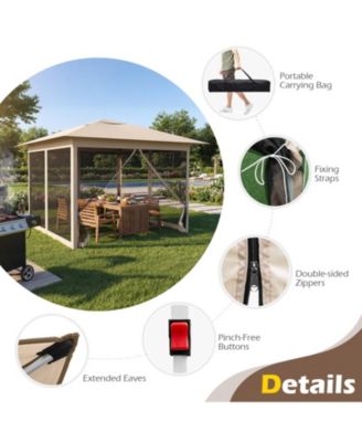 11.5 x 11.5 ft Pop Up Canopy Tent with Four Zippered Mesh Screen Sidewalls