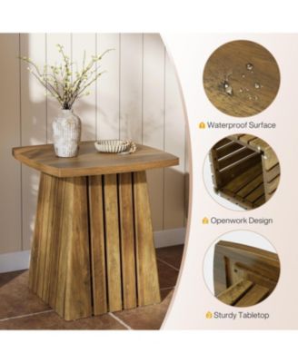 Wood Square Side Table, Brown Farmhouse End Table for Living Room, 22" Compact Nightstand with Sturdy Top