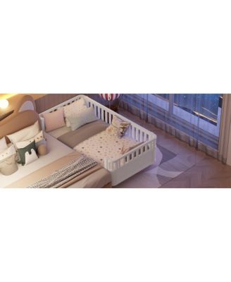 Wood Low Profile Twin Platform Bed with Rails