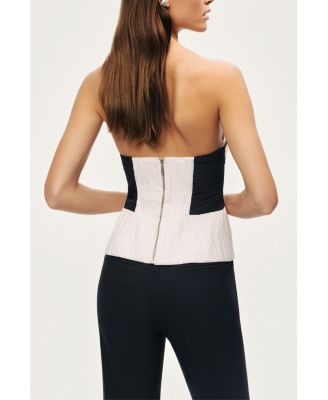 Women's Structured Strapless Contrast Bustier Top
