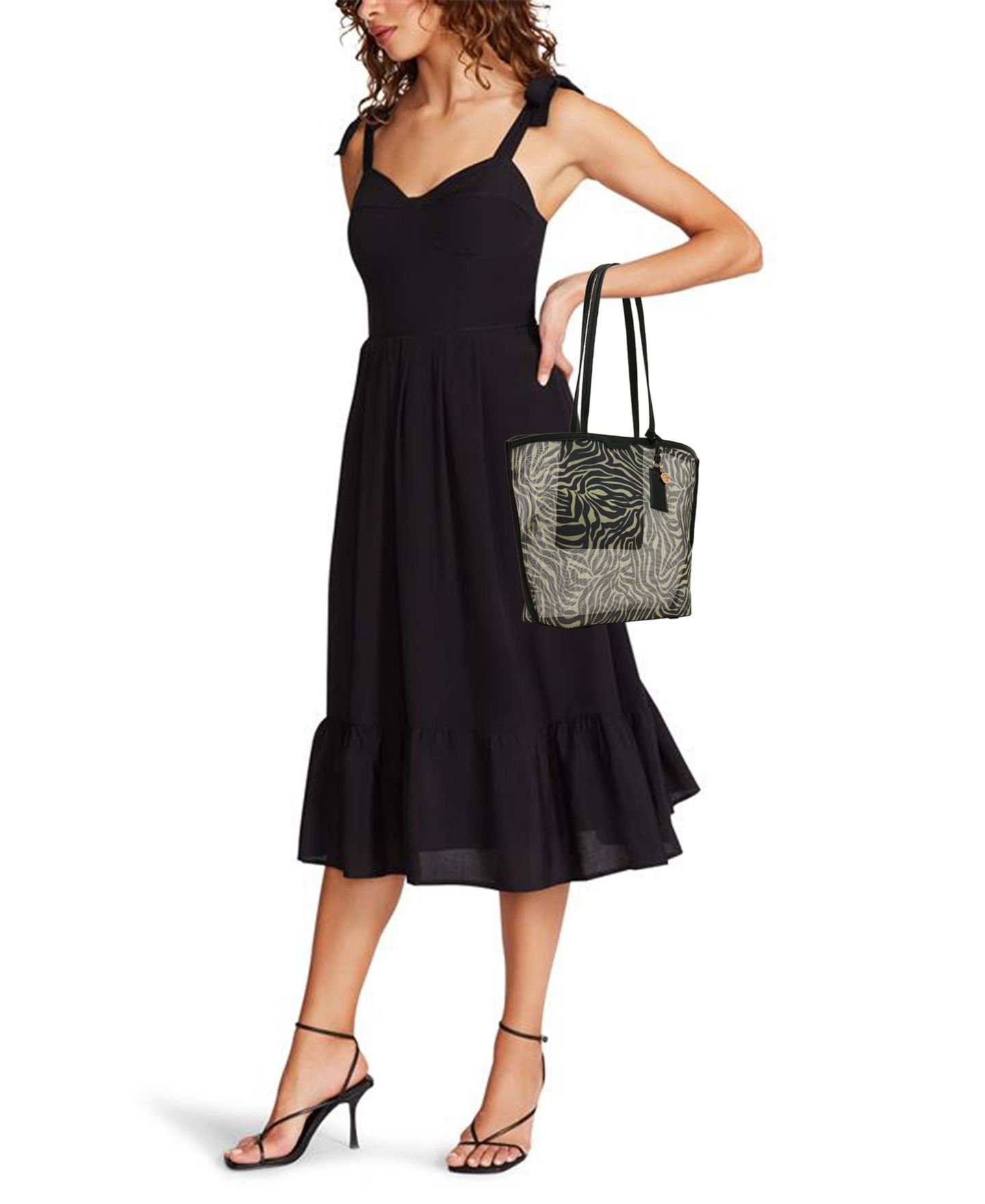 Женская сумка Anne Klein Printed Medium Tote Handbag, цвет: Чёрный — фото 5