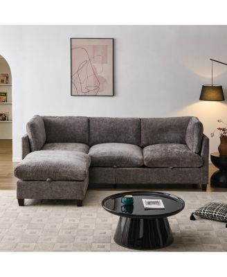 Chenille 96.5" Sectional Sofa with Ottoman