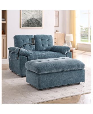 Reclining Sofa with USB, Ottoman