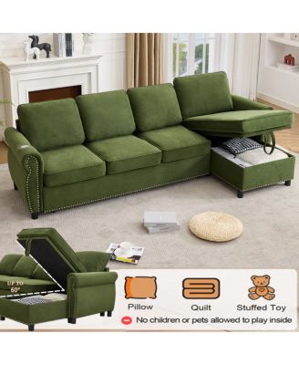 106.5" Modular L-Shape Sofa Bed with  Charging and Storage