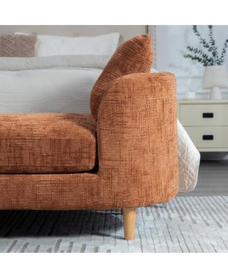 Upholstered End of Bed Bench with Armrests and Bolsters