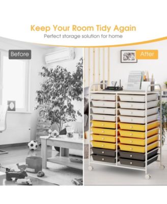 20-Drawer Rolling Storage Organizer Cart with Metal Frame