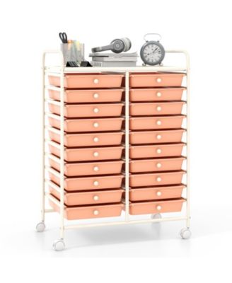 20-Drawer Rolling Storage Cart with Removable Drawers and Locking Wheels